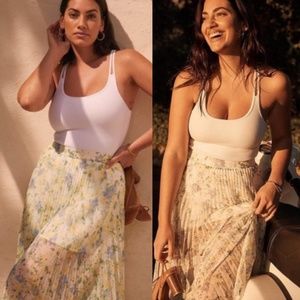 Abercrombie Pleated Floral Chiffon Midi Skirt